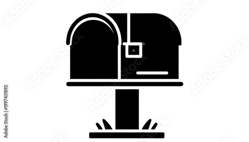 Simple black mailbox icon on a white background