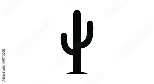 Foto Simple black silhouette of a saguaro cactus on a white background