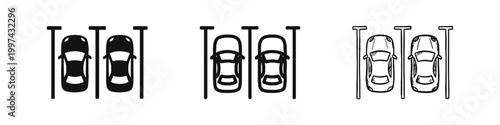 Car Parking Lot Top View Icon Set for Urban Transport Design