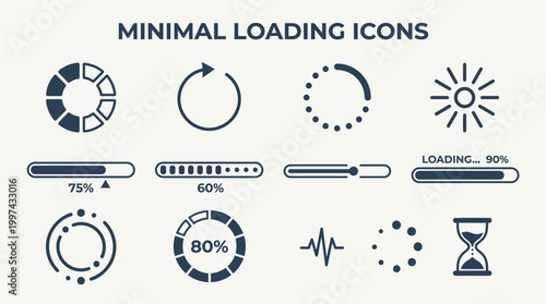 Minimal loading icons graphics symbols.