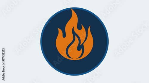 Abstract flame icon in orange and blue, symbolizing energy and warmth, suitable for branding