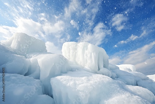 Clouds Float Over a Snowy Landscape During a Bright Day in Winter