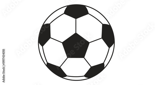 Classic Soccer Ball Design, Black and White Pattern for Sports Illustration