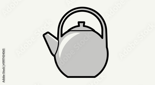 Classic Teapot Illustration with Black Outline on White Background