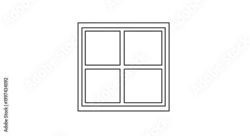 Classic Window Frame with Four Panes, Architectural Detail