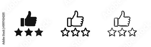 Thumbs Up and Stars Rating Icon Set for Customer Feedback