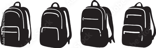 Minimalist Christmas tree silhouettes, set of 9 black pine tree icons, winter forest evergreen vector elements for holiday card design