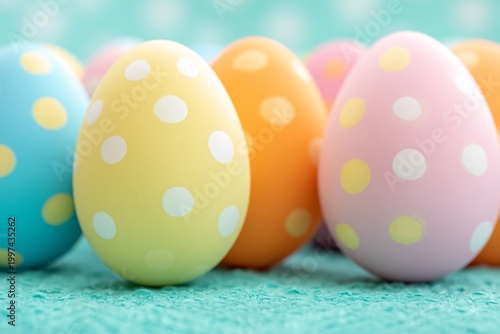 Colorful Eggs on a Blue Background for a Festive Celebration in Spring