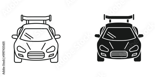 Comparison of a standard car and a modified performance car with a large rear wing