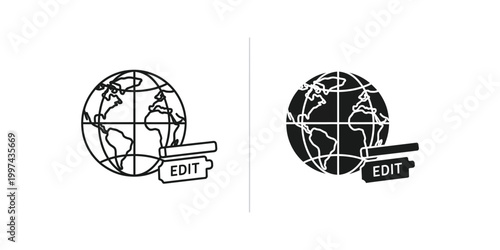 Edit buttons on contrasting globe icons with edit tools