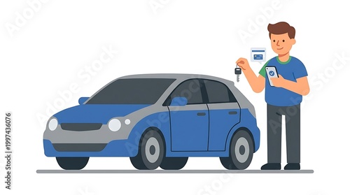 Person buying car with payment