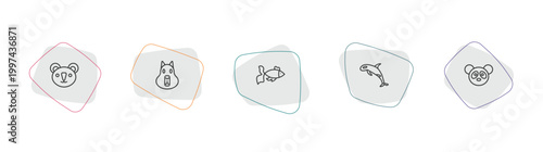animals outline icon set. linear vector for ui, web and mobile. thin line koala, capybara, gold fish icons.
