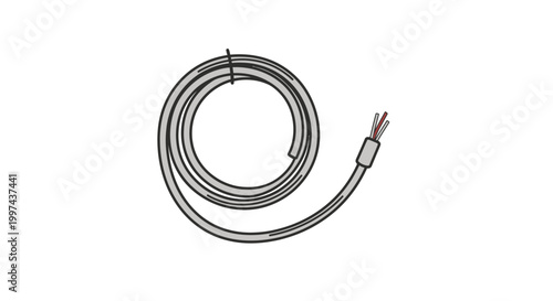 Coiled Electrical Cable with Exposed Wires for Connection
