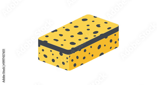 Cleaning Sponge Isolated on White Background, Household Cleaning Tool