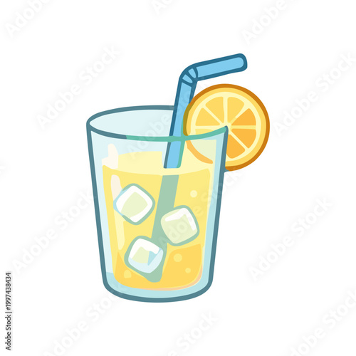 Fresh Orange Juice with Ice Cubes.