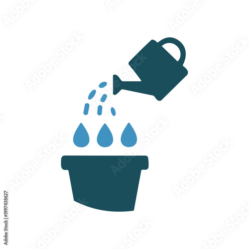 Watering Can Pouring Water Into Pot.