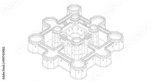 Medieval Star Fortress Blueprint Outline