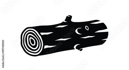 log silhouette with detailed texture on white background