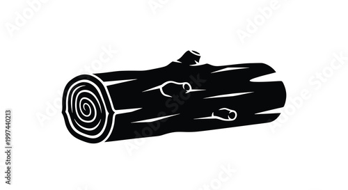 log silhouette with detailed rings and knots