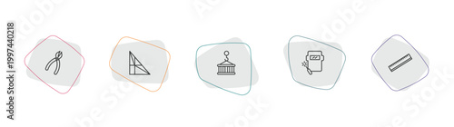 construction tools outline icon set. linear vector for ui, web and mobile. thin line clipper, joist, derrick with pallet icons.