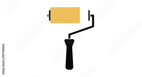 paint roller with yellow foam roller and black handle