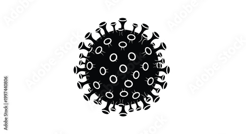 coronavirus illustration in black and white on white background