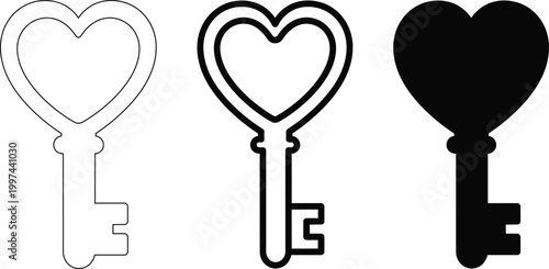 Heart key vector illustration love security and connection concepts