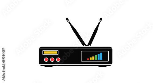 router with antennas and signal bars vector illustration