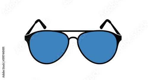 sunglasses with blue lenses on white background