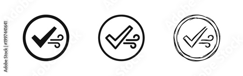 Clean Air Quality and Breathable Environment Checkmark Icon Set
