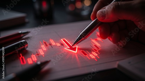 Hand engraving metal with laser cutter in dimly lit workshop