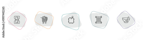 education outline icon set. linear vector for ui, web and mobile. thin line sharpener, cart with books, sticky note icons.