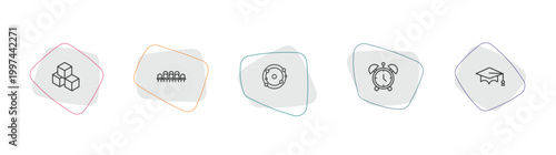 education outline icon set. linear vector for ui, web and mobile. thin line creche, grandstand, solar system icons.