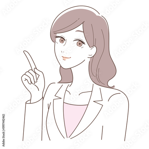 美容の専門家がスキンケアを案内する女性のイラスト（美容皮膚科・アドバイス）