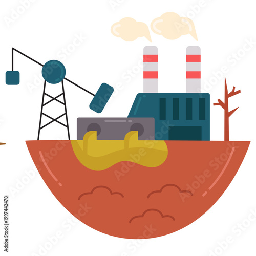 Industrial Mining Pollution Environmental Impact Concept