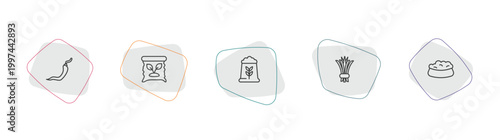 food outline icon set. linear vector for ui, web and mobile. thin line hot chilli pepper, organic food, fodder icons.