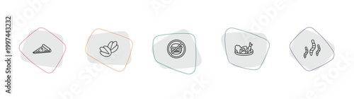 food outline icon set. linear vector for ui, web and mobile. thin line italian, pistachio, forbidden burguer icons.