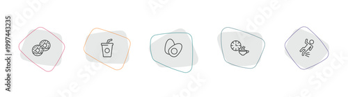 food outline icon set. linear vector for ui, web and mobile. thin line donuts, drinking, boiled egg icons.