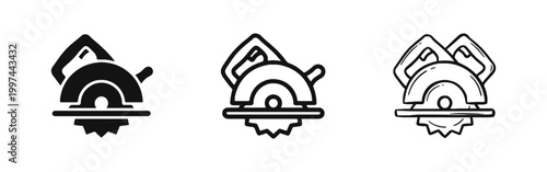 Circular Saw Tool Icon Set for Woodworking and Construction