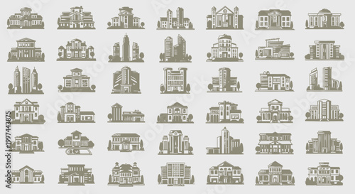 City skyline buildings and skyscrapers.