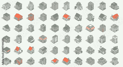 Collection of 3D cube shapes icons.