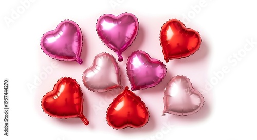 Colorful shiny heart shapes Valentines Day.