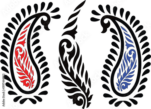 Colorful floral tattoo design with ornamental patterns and tribal artistic elements