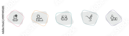 people outline icon set. linear vector for ui, web and mobile. thin line mexican woman, waiter working, salat icons.