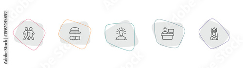 people outline icon set. linear vector for ui, web and mobile. thin line hugging, elegant, man with idea icons.