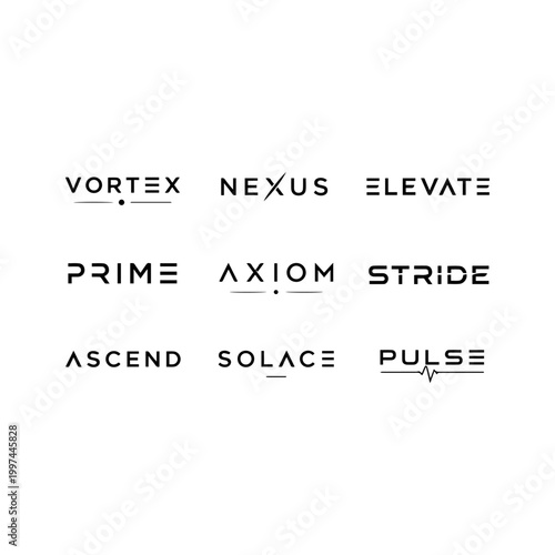 Collection of modern and minimalist typography logo designs for technology and business brands.