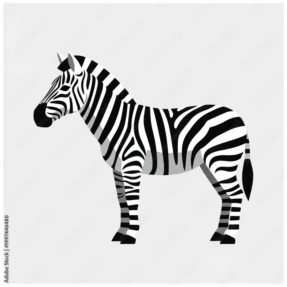 Obraz premium A stylized illustration of a zebra standing profile view.