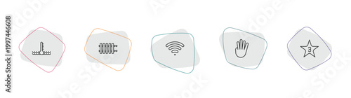 shapes outline icon set. linear vector for ui, web and mobile. thin line engine coolant, radiators, wireless icons.