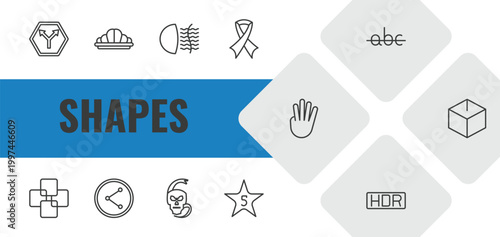 shapes outline icon set. linear vector for ui, web and mobile. thin line y shaped intersection, reign, fog light icons.