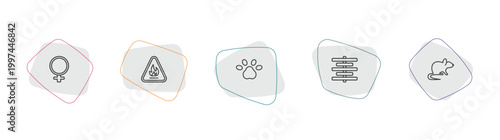 signs outline icon set. linear vector for ui, web and mobile. thin line female, fire hazard, pet icons.